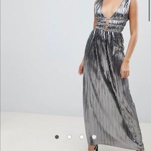 ASOS Silver low plunge maxi dress Size 8